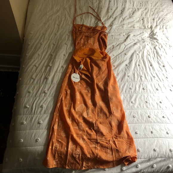 Orange Floral Midi Dress - Picture 6 of 6